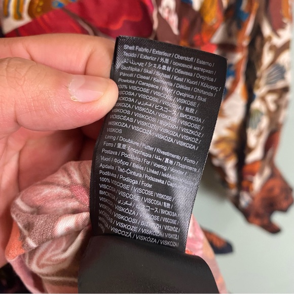 FARM Rio Miranda Long Sleeve Floral Faux Wrap Midi Dress Button Front M Chemise - Picture 7 of 11